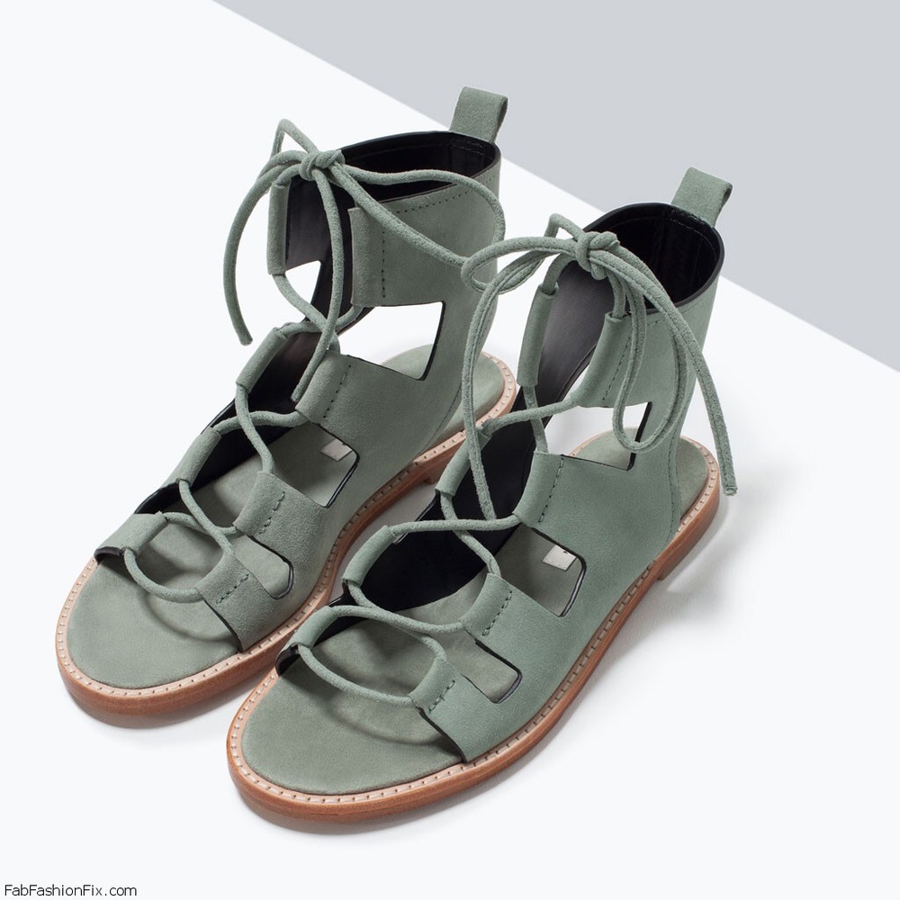 Zara Blue real Suede Tie-Up Sandal - SZ 7